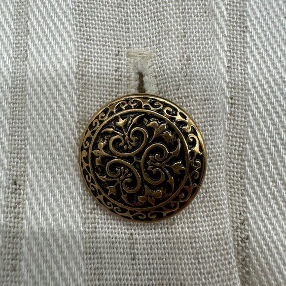 Vintage Cream Beige Dress Button Down Striped 1980s Brittany Nicole USA 13/14 - Picture 7 of 9